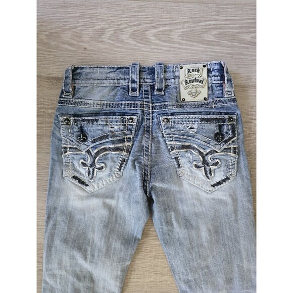 Rock Revival Lanny Embroidery Distressed Mens Boot Cut Denim Jeans 29x29 - Picture 7 of 12